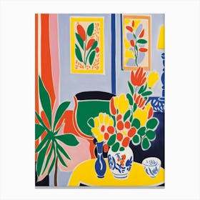 Vase Of Flowers Matisse Style Canvas Print