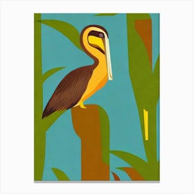 Brown Pelican Midcentury Illustration Bird Canvas Print