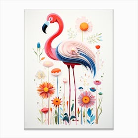 Scandinavian Bird Illustration Greater Flamingo 3 Canvas Print