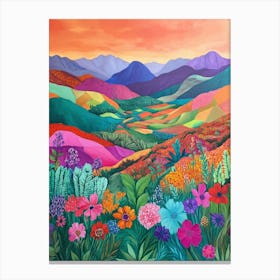 Colorful Landscape With Mountain and Flowers 10 Canvas Print