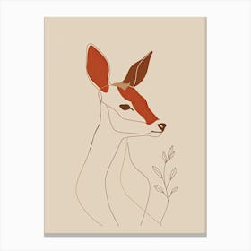 Deer Head - Boho, Line Art 3 Canvas Print