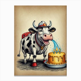 Birthday Cow 6 Canvas Print