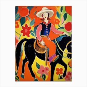 Matisse Inspired Cowgirl On Horse  Canvas Print