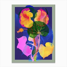 Nasturtium 3 Neon Flower Collage Canvas Print