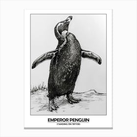Penguin Standing On Tiptoes Poster 3 Canvas Print