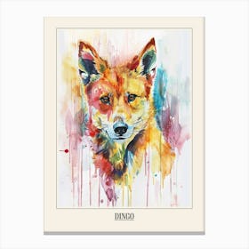 Dingo Colourful Watercolour 2 Poster Canvas Print