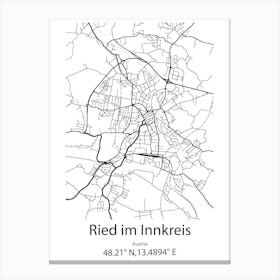 Ried Im Innkreis,Austria Minimalist Map Canvas Print