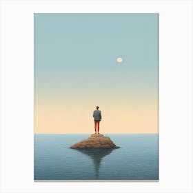 Man On A Rock Canvas Print