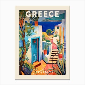 Santorini Greece 2 Fauvist Painting Travel Poster Canvas Print