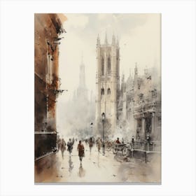 Watercolor Of A City Canvas Print