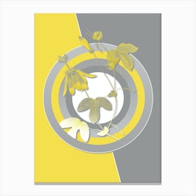 Vintage Red Passion Flower Botanical Geometric Art in Yellow and Gray n.337 Canvas Print