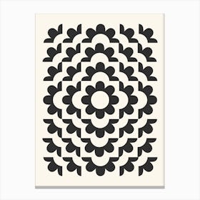 Midcentury Modern Abstract Geometric Flower Pattern Floral in black and beige Canvas Print