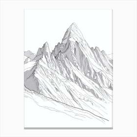 Mount Whitney Usa Line Drawing 7 Canvas Print