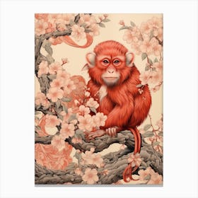 Monkey Animal Drawing In The Style Of Ukiyo E 1 Canvas Print