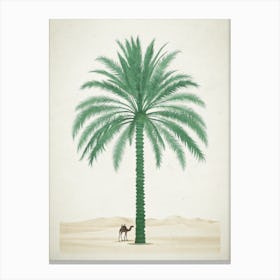 Camel And Palm Tree Canvas Print