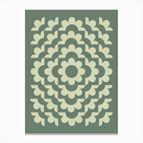 Abstract Geometric Flower Pattern 2 in Sage Green Canvas Print