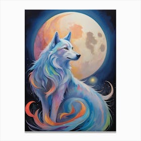 Elegant Wolf In The Moonlight Canvas Print