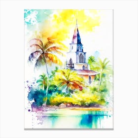 Mauritius Mauritius Watercolour Pastel Tropical Destination Canvas Print