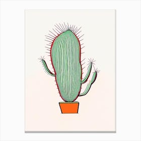 Fishhook Cactus Minimal Line Drawing 2 Canvas Print
