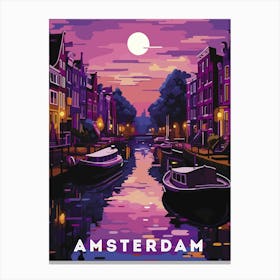 Amsterdam, Netherlands/Holland — Retro travel minimalist poster 2 Canvas Print