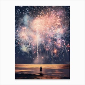 cosmic fireworks over a beach 5 Canvas Print