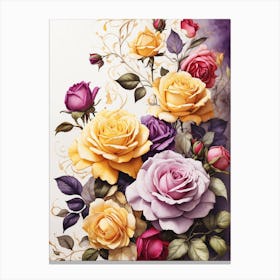 Roses In A Vase Art Print Canvas Print