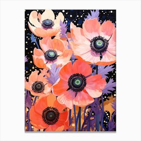 Surreal Florals Anemone 3 Flower Painting Canvas Print