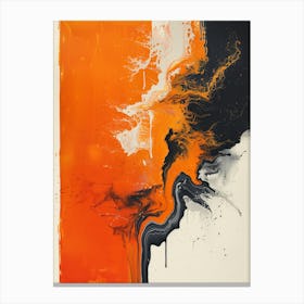Orange And Black Abstract Painting Canvas Print
