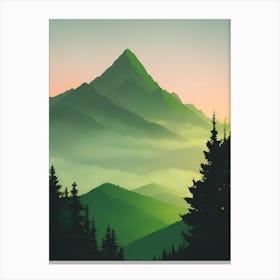 Misty Mountains Vertical Composition In Green Tone 165 Canvas Print