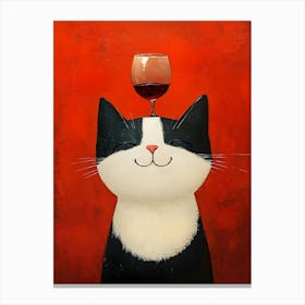 Cat Balances Wine 1 Canvas Print