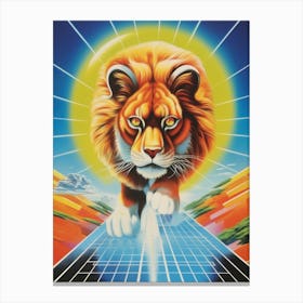 Lion On Solar Panel Canvas Print