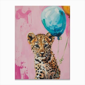 Cute Leopard 1 With Balloon Canvas Print