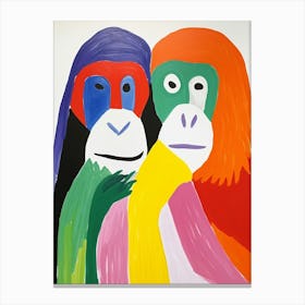 Colourful Kids Animal Art Orangutan 4 Canvas Print