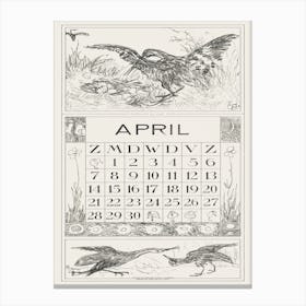 Calendar Page April With Clock (1917), Theo Van Hoytema Canvas Print