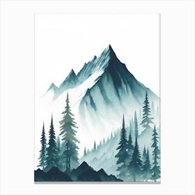 Mountain And Forest In Minimalist Watercolor Vertical Composition 76 Canvas Print