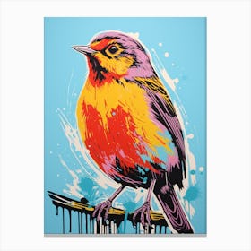 Andy Warhol Style Bird Robin 3 Canvas Print