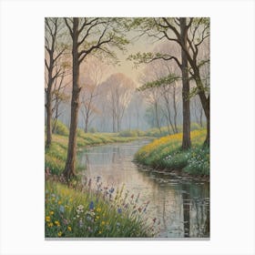 Misty Stream In The Woods Canvas Print