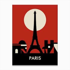 Paris Skyline Red Canvas Print