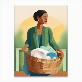 Woman Holding Laundry Basket Canvas Print