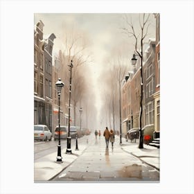 Winter Street In Amsterdam 1 Canvas Print