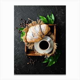 Croissants — Food kitchen poster/blackboard, photo art 1 Canvas Print