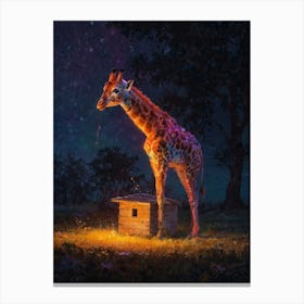 Giraffe At Night 2 Canvas Print