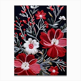 Red Floral Art Canvas Print