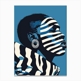 African Woman With Zebra Stripes Canvas Print