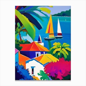 Guadeloupe Colourful Painting Tropical Destination Canvas Print