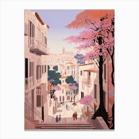 Pula Croatia 3 Vintage Pink Travel Illustration Canvas Print