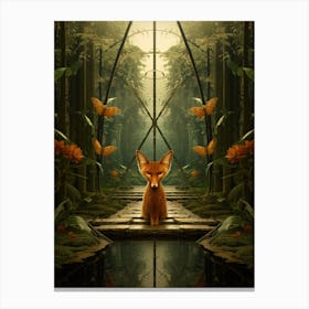 Fox Walking Through A Forest Realism Illustration 5 Canvas Print