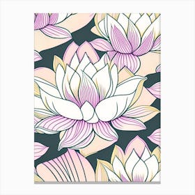 Lotus Flower Repeat Pattern Abstract Line Drawing 5 Canvas Print