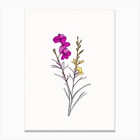 Nemesia Floral Minimal Line Drawing 2 Flower Canvas Print