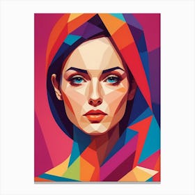 Colorful Geometric Woman Portrait Low Poly (27) Canvas Print